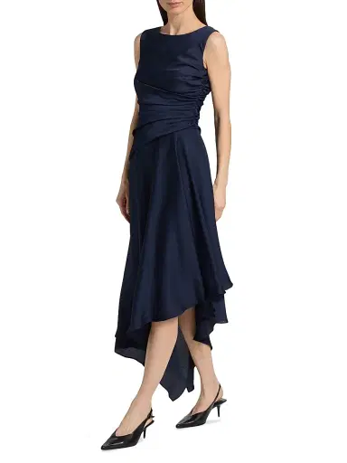 Amsale Women's Draped Asymmetric Cocktail Dress - Navy | Thumbnail 2 Amsale Women's Draped Asymmetric Cocktail Dress - Navy | Thumbnail 2
