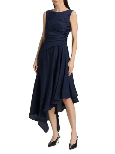 Amsale Women's Draped Asymmetric Cocktail Dress - Navy | Thumbnail 3 Amsale Women's Draped Asymmetric Cocktail Dress - Navy | Thumbnail 3