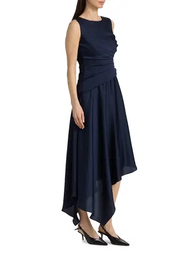 Amsale Women's Draped Asymmetric Cocktail Dress - Navy | Thumbnail 4 Amsale Women's Draped Asymmetric Cocktail Dress - Navy | Thumbnail 4