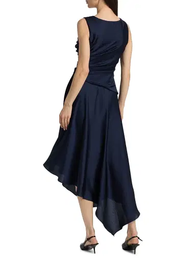 Amsale Women's Draped Asymmetric Cocktail Dress - Navy | Thumbnail 5 Amsale Women's Draped Asymmetric Cocktail Dress - Navy | Thumbnail 5