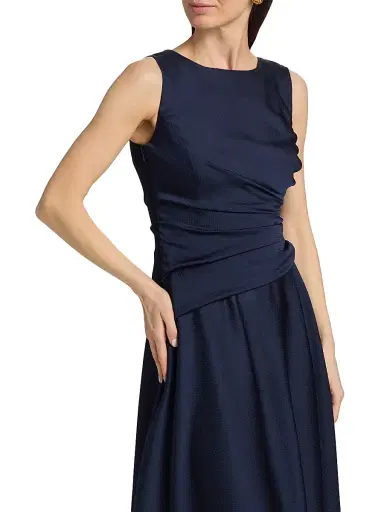Amsale Women's Draped Asymmetric Cocktail Dress - Navy | Thumbnail 6 Amsale Women's Draped Asymmetric Cocktail Dress - Navy | Thumbnail 6