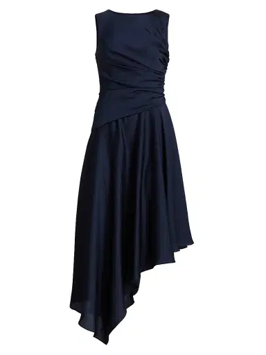 Amsale Women's Draped Asymmetric Cocktail Dress - Navy | Thumbnail 1 Amsale Women's Draped Asymmetric Cocktail Dress - Navy | Thumbnail 1