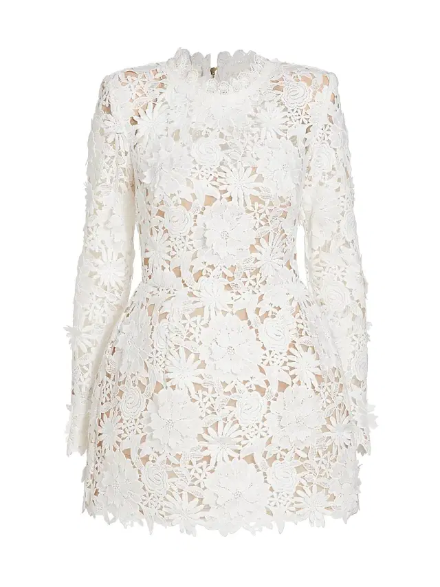 Women's Maia Lace Long-Sleeve Minidress - White Women's Maia Lace Long-Sleeve Minidress - White