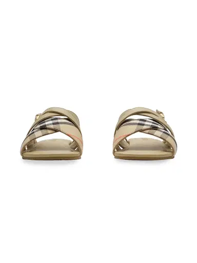 Burberry Little Girl's & Girl's Cleo Check Leather Sandals - Sand 3.5 (Child) | Thumbnail 2 Burberry Little Girl's & Girl's Cleo Check Leather Sandals - Sand 3.5 (Child) | Thumbnail 2