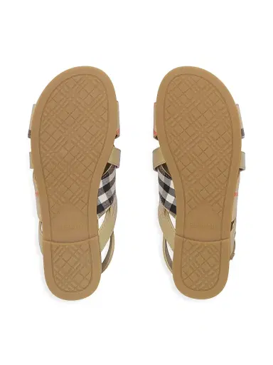 Burberry Little Girl's & Girl's Cleo Check Leather Sandals - Sand 3.5 (Child) | Thumbnail 5 Burberry Little Girl's & Girl's Cleo Check Leather Sandals - Sand 3.5 (Child) | Thumbnail 5