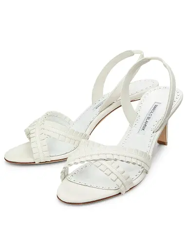 Manolo Blahnik Women's Volusan 70MM Leather Slanted-Heel Sandals - White - Size 6.5 | Thumbnail 3 Manolo Blahnik Women's Volusan 70MM Leather Slanted-Heel Sandals - White - Size 6.5 | Thumbnail 3