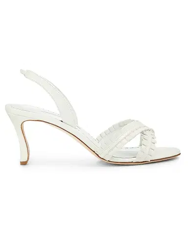 Manolo Blahnik Women's Volusan 70MM Leather Slanted-Heel Sandals - White - Size 6.5 | Thumbnail 1 Manolo Blahnik Women's Volusan 70MM Leather Slanted-Heel Sandals - White - Size 6.5 | Thumbnail 1
