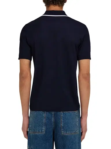 Ferragamo Men's Quarter-Zip Cotton Polo Shirt - New Navy - Size XXL | Thumbnail 4 Ferragamo Men's Quarter-Zip Cotton Polo Shirt - New Navy - Size XXL | Thumbnail 4