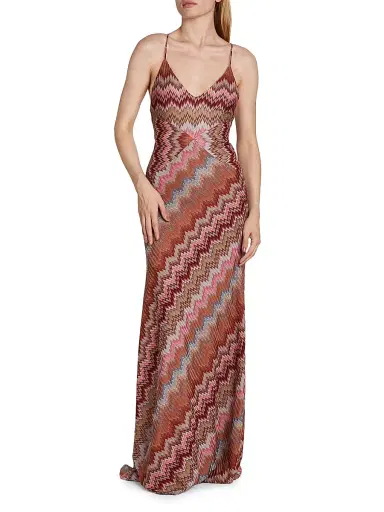 Missoni Women's Snake Chevron Gown - Pink Rust - Size 12 | Thumbnail 2 Missoni Women's Snake Chevron Gown - Pink Rust - Size 12 | Thumbnail 2
