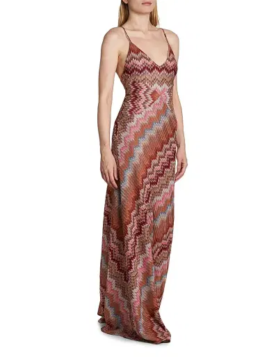Missoni Women's Snake Chevron Gown - Pink Rust - Size 12 | Thumbnail 4 Missoni Women's Snake Chevron Gown - Pink Rust - Size 12 | Thumbnail 4