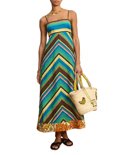 ALÉMAIS Women's Charlie Mixed-Print Linen Day Dress - Size 12 | Thumbnail 2 ALÉMAIS Women's Charlie Mixed-Print Linen Day Dress - Size 12 | Thumbnail 2
