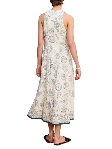 ALÉMAIS Women's Lucky Mixed-Print Linen Lace-Up Midi-Dress - | Thumbnail 4 ALÉMAIS Women's Lucky Mixed-Print Linen Lace-Up Midi-Dress - | Thumbnail 4