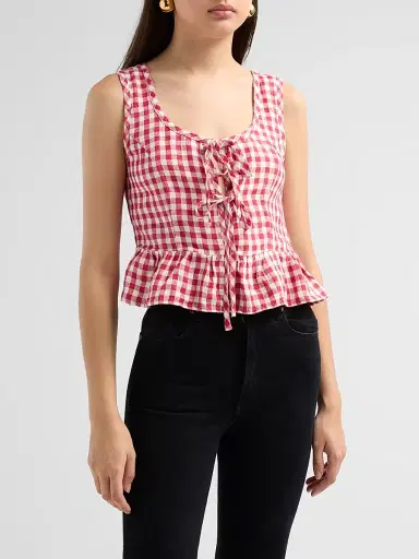 RAILS Women's Jonah Gingham Linen Top - Picnic Check - Size XS | Thumbnail 4 RAILS Women's Jonah Gingham Linen Top - Picnic Check - Size XS | Thumbnail 4