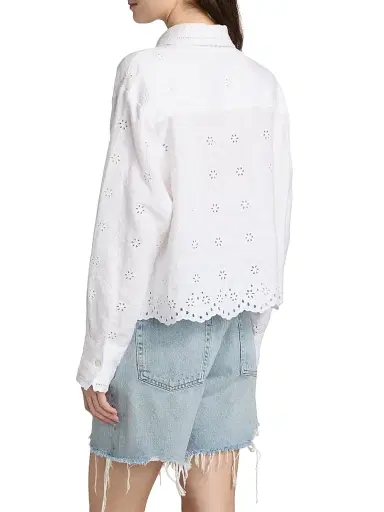 LoveShackFancy Women's Delano Eyelet Linen Button-Front Shirt - Optic White - Size XL | Thumbnail 5 LoveShackFancy Women's Delano Eyelet Linen Button-Front Shirt - Optic White - Size XL | Thumbnail 5