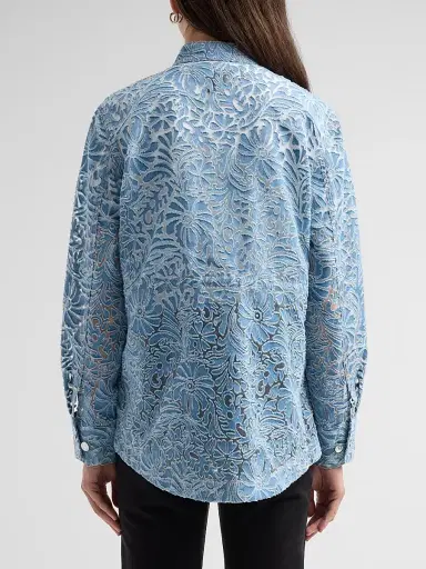 Veronica Beard Women's Lane Floral Burnout Denim Jacket - Lakeshore | Thumbnail 3 Veronica Beard Women's Lane Floral Burnout Denim Jacket - Lakeshore | Thumbnail 3