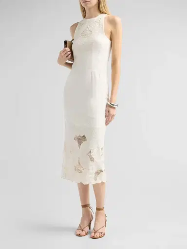 Veronica Beard Women's Upten Embroidered Linen-Blend Midi Dress - Dove | Thumbnail 4 Veronica Beard Women's Upten Embroidered Linen-Blend Midi Dress - Dove | Thumbnail 4