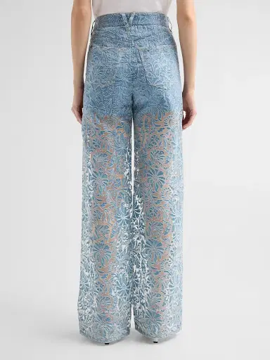 Veronica Beard Women's Taylor Burnout Floral Wide-Leg Jeans - Lakeshore | Thumbnail 3 Veronica Beard Women's Taylor Burnout Floral Wide-Leg Jeans - Lakeshore | Thumbnail 3