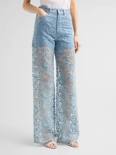 Veronica Beard Women's Taylor Burnout Floral Wide-Leg Jeans - Lakeshore | Thumbnail 4 Veronica Beard Women's Taylor Burnout Floral Wide-Leg Jeans - Lakeshore | Thumbnail 4