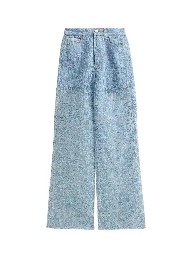Veronica Beard Women's Taylor Burnout Floral Wide-Leg Jeans - Lakeshore | Thumbnail 1 Veronica Beard Women's Taylor Burnout Floral Wide-Leg Jeans - Lakeshore | Thumbnail 1