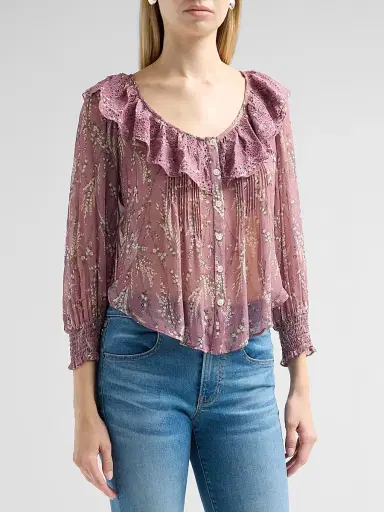 Veronica Beard Women's Maxime Print Ruffled Blouse - Orchid Haze Multi - Size 16 | Thumbnail 4 Veronica Beard Women's Maxime Print Ruffled Blouse - Orchid Haze Multi - Size 16 | Thumbnail 4