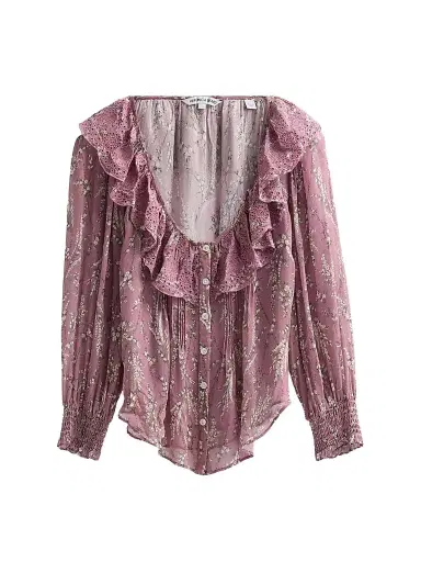 Veronica Beard Women's Maxime Print Ruffled Blouse - Orchid Haze Multi - Size 16 | Thumbnail 1 Veronica Beard Women's Maxime Print Ruffled Blouse - Orchid Haze Multi - Size 16 | Thumbnail 1