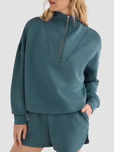 Varley Women's Hawley Half-Zip Sweatshirt - Mallard Blue - Size XS | Thumbnail 3 Varley Women's Hawley Half-Zip Sweatshirt - Mallard Blue - Size XS | Thumbnail 3