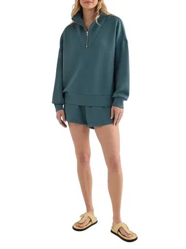 Varley Women's Hawley Half-Zip Sweatshirt - Mallard Blue - Size XS | Thumbnail 1 Varley Women's Hawley Half-Zip Sweatshirt - Mallard Blue - Size XS | Thumbnail 1