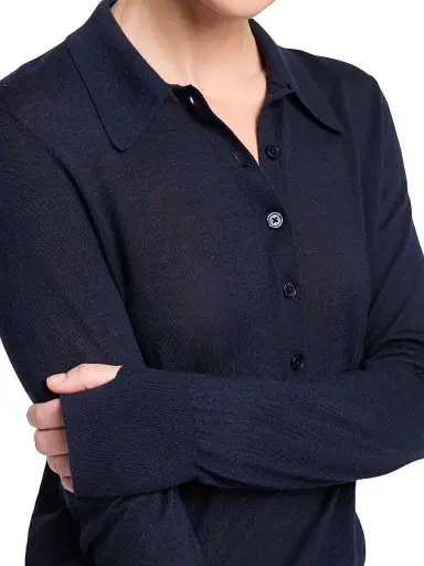 TWP Women's Uma Henley Cashmere Top - Night Sky - Size XL | Thumbnail 5 TWP Women's Uma Henley Cashmere Top - Night Sky - Size XL | Thumbnail 5