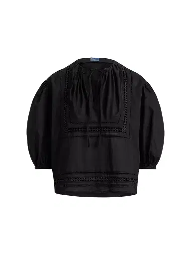Polo Ralph Lauren Women's Lace-Trim Cotton Shirt | Thumbnail 1 Polo Ralph Lauren Women's Lace-Trim Cotton Shirt | Thumbnail 1