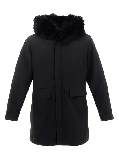 Gorski Men's Parka With Shearling Lamb Hood Trim - Black - Size XL | Thumbnail 1 Gorski Men's Parka With Shearling Lamb Hood Trim - Black - Size XL | Thumbnail 1