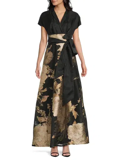 Kay Unger Women's Samira Metallic Floral Gown - Dark Twilight Multi - Size 10 | Thumbnail 2 Kay Unger Women's Samira Metallic Floral Gown - Dark Twilight Multi - Size 10 | Thumbnail 2