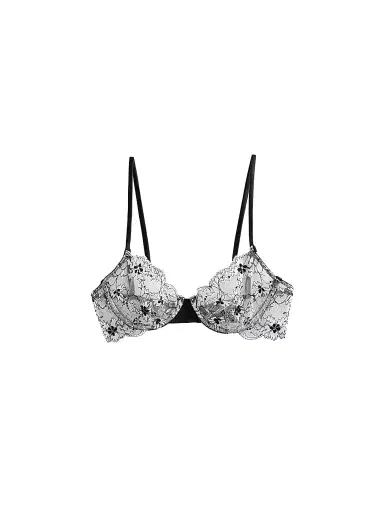 Kiki de Montparnasse Women's Noir et Blanc Lace Demi Bra - Black - Size 36D | Thumbnail 1 Kiki de Montparnasse Women's Noir et Blanc Lace Demi Bra - Black - Size 36D | Thumbnail 1