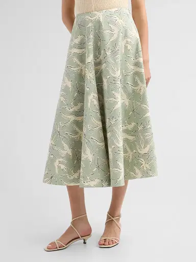 Altuzarra Women's Varda Bird-Print Panelled Midi Skirt - Desert Sage Bird - Size 14 | Thumbnail 4 Altuzarra Women's Varda Bird-Print Panelled Midi Skirt - Desert Sage Bird - Size 14 | Thumbnail 4