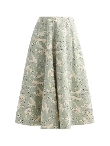 Altuzarra Women's Varda Bird-Print Panelled Midi Skirt - Desert Sage Bird - Size 14 | Thumbnail 1 Altuzarra Women's Varda Bird-Print Panelled Midi Skirt - Desert Sage Bird - Size 14 | Thumbnail 1
