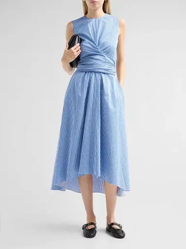 Altuzarra Women's Penny Pinstriped Cotton Poplin Midi Dress - Azure Stripe - Size 14 | Thumbnail 2 Altuzarra Women's Penny Pinstriped Cotton Poplin Midi Dress - Azure Stripe - Size 14 | Thumbnail 2