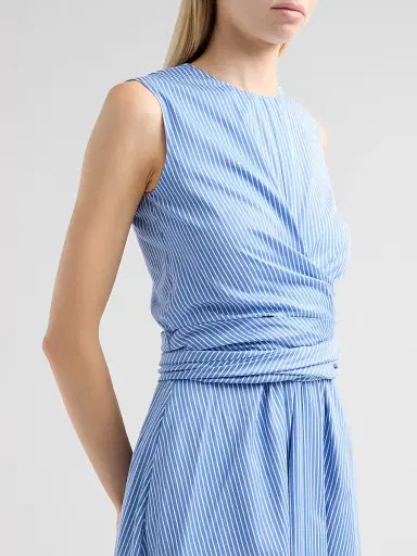 Altuzarra Women's Penny Pinstriped Cotton Poplin Midi Dress - Azure Stripe - Size 14 | Thumbnail 5 Altuzarra Women's Penny Pinstriped Cotton Poplin Midi Dress - Azure Stripe - Size 14 | Thumbnail 5