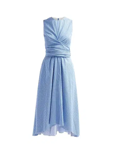 Altuzarra Women's Penny Pinstriped Cotton Poplin Midi Dress - Azure Stripe - Size 14 | Thumbnail 1 Altuzarra Women's Penny Pinstriped Cotton Poplin Midi Dress - Azure Stripe - Size 14 | Thumbnail 1