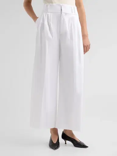Altuzarra Women's Wilson Cotton High-Rise Wide-Leg Pants - Optic White - Size 14 | Thumbnail 4 Altuzarra Women's Wilson Cotton High-Rise Wide-Leg Pants - Optic White - Size 14 | Thumbnail 4
