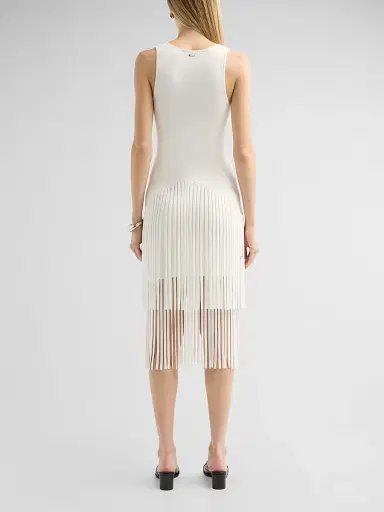 Toccin Women's Patricia Fringed V-Neck Midi Dress - Optic | Thumbnail 3 Toccin Women's Patricia Fringed V-Neck Midi Dress - Optic | Thumbnail 3