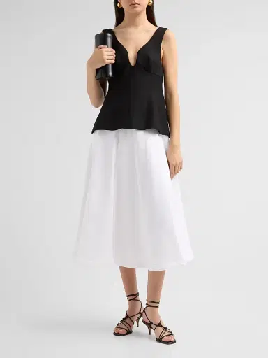Altuzarra Women's Varda Cotton-Blend Panelled Midi Skirt - Optic White - Size 14 | Thumbnail 2 Altuzarra Women's Varda Cotton-Blend Panelled Midi Skirt - Optic White - Size 14 | Thumbnail 2