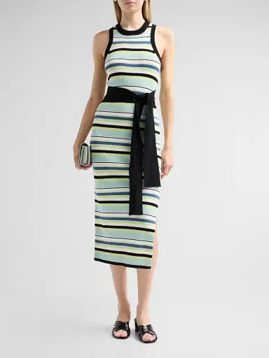 Toccin Women's Piper Tie-Front Sleeveless Midi Dress - Ocean Keylime Multi | Thumbnail 2 Toccin Women's Piper Tie-Front Sleeveless Midi Dress - Ocean Keylime Multi | Thumbnail 2