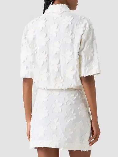 Akris punto Women's Floral-Appliqué Cotton Shirt - Cream Ivory - Size 14 | Thumbnail 3 Akris punto Women's Floral-Appliqué Cotton Shirt - Cream Ivory - Size 14 | Thumbnail 3