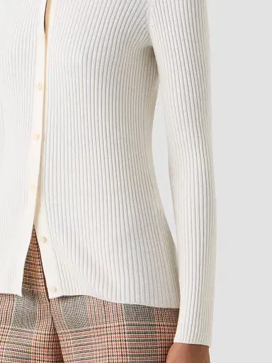 Akris punto Women's Rib-Knit Wool Shirt - Cream - Size 16 | Thumbnail 5 Akris punto Women's Rib-Knit Wool Shirt - Cream - Size 16 | Thumbnail 5