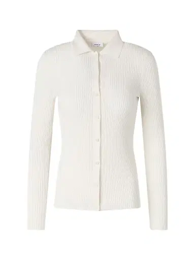 Akris punto Women's Rib-Knit Wool Shirt - Cream - Size 16 | Thumbnail 1 Akris punto Women's Rib-Knit Wool Shirt - Cream - Size 16 | Thumbnail 1