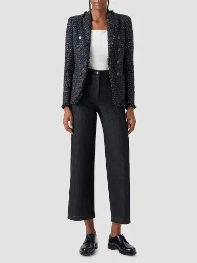 Akris punto Women's Tweed Double-Breasted Blazer - Black Cream - Size 16 | Thumbnail 2 Akris punto Women's Tweed Double-Breasted Blazer - Black Cream - Size 16 | Thumbnail 2