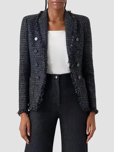 Akris punto Women's Tweed Double-Breasted Blazer - Black Cream - Size 16 | Thumbnail 4 Akris punto Women's Tweed Double-Breasted Blazer - Black Cream - Size 16 | Thumbnail 4
