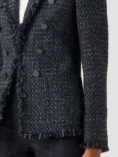 Akris punto Women's Tweed Double-Breasted Blazer - Black Cream - Size 16 | Thumbnail 5 Akris punto Women's Tweed Double-Breasted Blazer - Black Cream - Size 16 | Thumbnail 5
