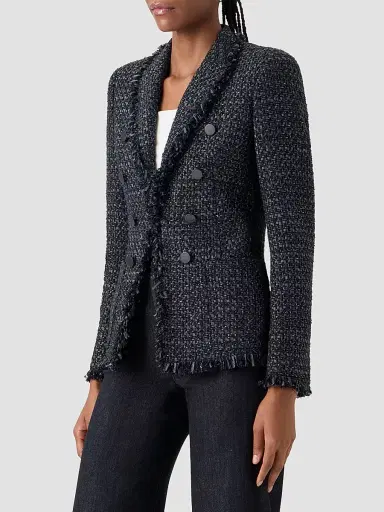 Akris punto Women's Tweed Double-Breasted Blazer - Black Cream - Size 16 | Thumbnail 6 Akris punto Women's Tweed Double-Breasted Blazer - Black Cream - Size 16 | Thumbnail 6
