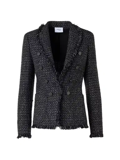 Akris punto Women's Tweed Double-Breasted Blazer - Black Cream - Size 16 | Thumbnail 1 Akris punto Women's Tweed Double-Breasted Blazer - Black Cream - Size 16 | Thumbnail 1