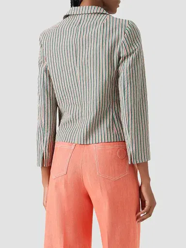 Akris punto Women's Seersucker Stripe Stretch-Cotton Blazer - Size 14 | Thumbnail 3 Akris punto Women's Seersucker Stripe Stretch-Cotton Blazer - Size 14 | Thumbnail 3
